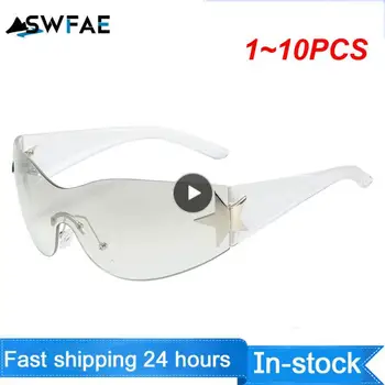 1-10 бр. Слънчеви очила без рамки, Извънгабаритни Модни Слънчеви очила Y2K с обвивка в Стил Пънк, Цели слънчеви очила, Спортни Слънчеви очила за шофиране
