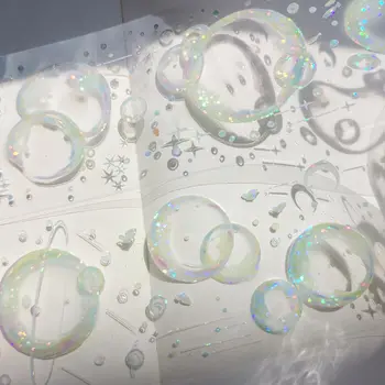 1 Контур Dream Universe Bubble Machine Сребриста Galaxy Светъл блестящ фон, Колаж PET лента