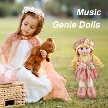 13-инчови музикални кукли Genie в елегантна вечерна рокля, кукли за малки момиченца с музика, най-добрите подаръци, Музикална фигурка за момчета и момичета