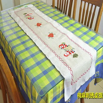 2 броя Коледни маса за бродиране Флаг в американски стил Кънтри, Пътека за градинска маса от памук и коноп 40x135 см