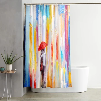 3D Неутрално Съвременно изкуство Абстракция, Цветна Дъга, Полиестерна завеса за душ, комплект за баня, Водоустойчив плат с 12 куки