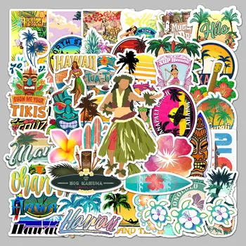 50 бр. Плажен Хавайски пейзаж САМ Декоративна стикер за багаж, скутери, лаптоп, кола