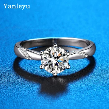 Yanleyu Classic, през цялата кубичен цирконий 1,0 карата, годежни пръстени за жени, оригинални тибетски сребърни бижута за годеж, подарък