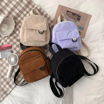 Вельветовый раница, Модерен женски училище раница, однотонная чанта на рамото, ученически чанти за момичета, женски раница Mochila, комплект