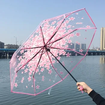 Висококачествен Прозрачен чадър, студентски чадър с дълга дръжка
