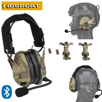 Военно-тактически Bluetooth-слушалки с подобрен звукоснимателем, намаляване на шума, безжични, силиконови слушалки, версия за носене на каска, с двойна употреба