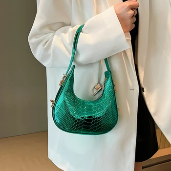 Дамски Универсални чанти-скитник, Луксозна дизайнерска чанта с камък, Модерна Луксозна чанта под мишниците на едното рамо с цип, чанта-полумесец