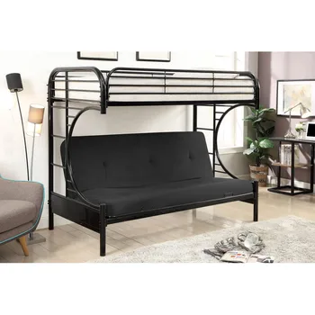 Двуетажно метално легло е долната легло-futon, която се превръща в разтегателен диван, солидна за мебели за спалня на закрито