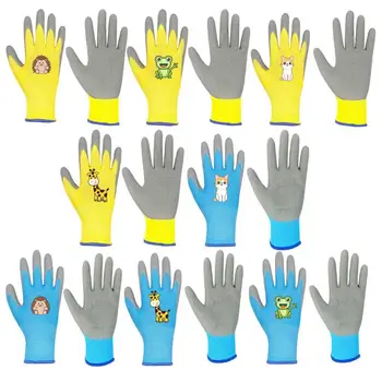 Детски градински работни ръкавици, безшевни и пере Детски предпазни ръкавици, 4 чифта с различни размери, меки защитни мини ръкавици за градинарство