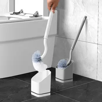 Домашен пластмасов държач за почистване с дълга дръжка, Четка за Тоалетна, Инструменти за почистване на баня Без перфорация