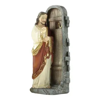 Исус Света Статуя На Исус Чука На Вратата Колекция Възрожденска Скулптура На Исус Смола Статуя На Рафта Декорация На Всекидневна