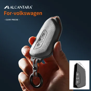 Калъф За автомобилни ключове От Алькантары, Държач, Обтегач За Ключове на Volkswagen VW Golf 8 Tuang X ID4 ID6 ID3 Talagon Lamando L