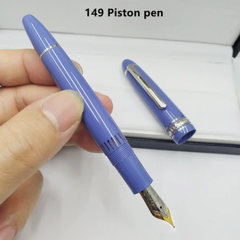 луксозна черно / синьо перьевая дръжка 149 piston MB, фирмени канцеларски материали за калиграфия, мастило химикалки за подарък за рожден ден