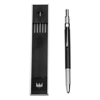 Механичен молив 2,0 мм, Грифельный молив за груб рисуване, Плотницкое Ръкоделие, Художествени скици с 12 бр дресинг - Черен