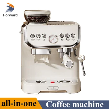 Многофункционална машина за домашен офис, кафе, Малка кафе-машина Expresso, Бяло / синя Автоматична еспресо машина с кофемолкой