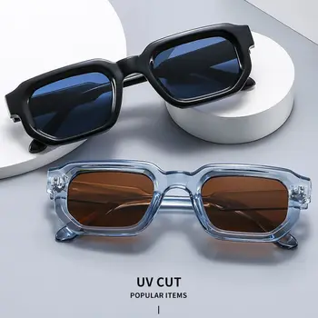 Модни слънчеви очила в малка квадратна рамка в Ретро стил, дамски слънчеви очила с защита от UV400, Реколта мъжки слънчеви очила Y2K в стил пънк за спорт на открито