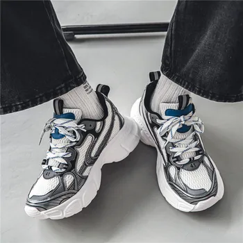 Мъжки Ежедневни обувки, Лятна Новост, модни Мъжки обувки на платформа с дишаща мрежа, Градинска пешеходната обувки на масивна дантела