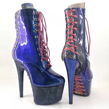 Нова мода обувки за танци на един стълб от изкуствена кожа 17 см/7 инча, модерни дамски обувки на платформа и висок ток