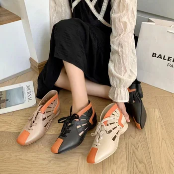 Нови дамски сандали Baotou на дебелите ток с шнур, сезонни тънки обувки за връхни дрехи, Модни дизайнерски ежедневни сандали
