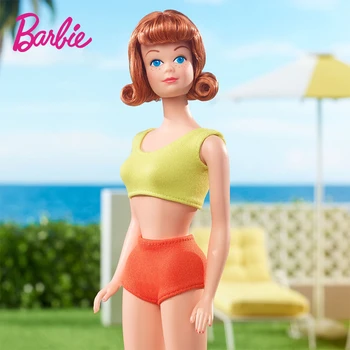Оригинални Маркови кукли Mattel кукли Барби 60th Anniversary Midge Реплика Кукли Silkstone Body Колекционерско Издание Играчки за Момичета Подарък