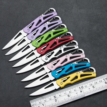 Открит Къмпинг Самоотбрана Авариен Нож за оцеляване Нож във формата На острие от неръждаема стомана Сгъваема Преносим Нож за ключове