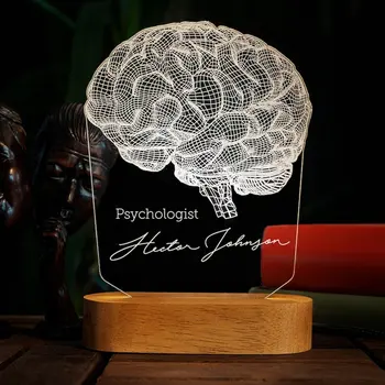 Персонални Лампа за училищния Психолог Led Светлини Подарък За Него По Поръчка на 3D Нощен Настолна Лампа За Студенти-Психолог Подарък За Бала
