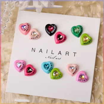 Скъпоценни камъни, кристали във формата на сърце, висулки за украса на ноктите, разноцветни кристални декорации за дизайнерски аксесоари за маникюр