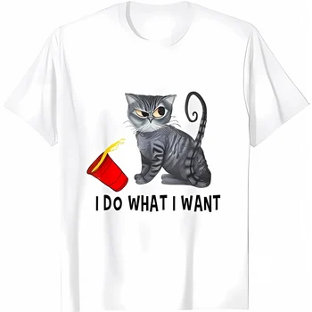 Тениски HX със забавна котка, Тениски с принтом 