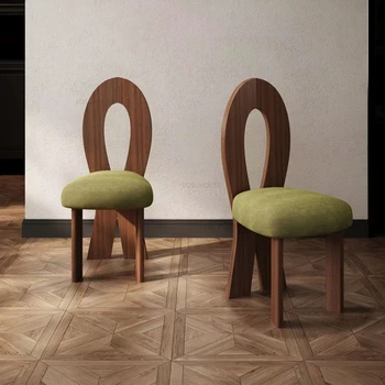 Френски трапезни столове в ретро стил, Мебели за дома Модерен китайски маса за хранене, стол с облегалка от масивна дървесина Дизайнерски трапезни Столове, Стол за грим в спалнята