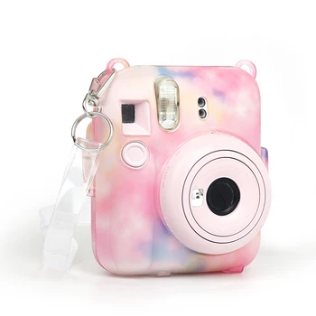 Цветен калъф за фотоапарат Fujifilm Instax Mini 12, PC, кристален защитната обвивка, чанта за съхранение на снимки с каишка за фотоапарат миг печат Mini12