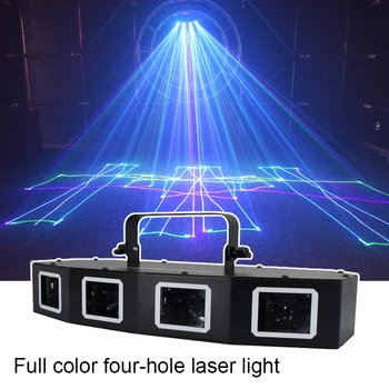 Четырехобъективный лазерен лъч RGB 3 in1 DMX512 с ефект сканираща линия на Сценичното осветление Лазерен проектор Dj Диско Топка Light