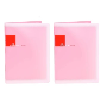 2X Пластмасова хартия, формат А5, 20 джобове, стойка за папки с документи, розов