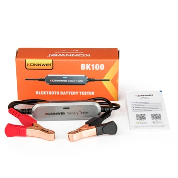 BK100 Bluetooth 5.0 Тестер за батерии на автомобил, Мотоциклет, анализатор на заряд на батерията 6V 12V, от 100 до 2000 CCA, инструменти за тестване, зареждане и добив