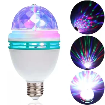 E27 LED RGB Лампа От 3 W Магически цветни Проектора с Автоматично Завъртане на Сценичното осветление За Празнични партита, бар, Дискотека KTV