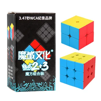 MoYu Meilong 3x3x3 + 2x2x2 Нео Cube Магически Комплект Играчки Магнитен Кубичен Клас Скоростни Играчка-Пъзел За Деца, която разработва Играчка