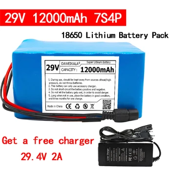 Батерия 29 В 12Ah 18650 литиево-йонна батерия 24, електрически велосипеди мотор/скутер, акумулаторна батерия със зарядно устройство BMS 29,4 В