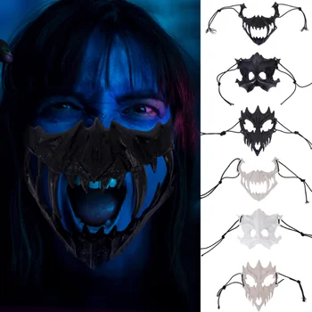 Бяла, Черна маска на половината от лицето на Дракон, Тигър, за жени, Мъже маска на Вълк, Подпори за костюми на ужасите за Хелоуин, реквизит за cosplay, подпори за партита