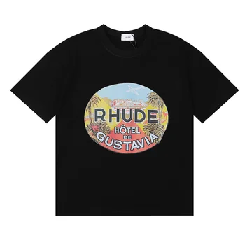 Висококачествена тениска Rhude Топ с класически принтом Длиннохвостой Ориолс RHUDE За мъже И Жени, Ежедневни Свободна Тениска с къс ръкав