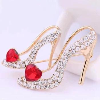 Дамски брошка за обувки на принцесата на висок ток с кристали, дамски модни очарователен брошка