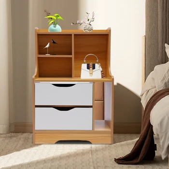 Дървена малка странична масичка за съхранение, малка странична масичка за спалня, Нощно шкафче с чекмеджета 48*30*70 см