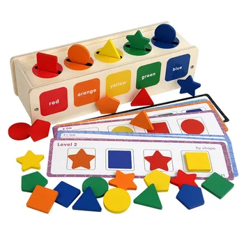 Дървени играчки Монтесори за деца, Тъчпад сортиране, кутия за упражнения, Цвят и форма, Пъзели за ранното развитие, образователни играчки за деца