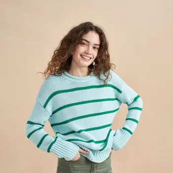 Жена пуловер, Без шарен пуловер с дълъг ръкав, Есен/Зима 2023, Нов дизайн, топла горна дреха върху лигавицата на