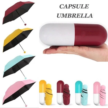 Капсули чадър Мини-Леки и Малки джобни чадъри с защита от uv, Сгъваеми компактни чанти, плажен чадър мини чадър