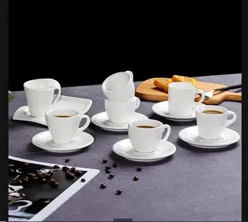 Малка Бяла Керамична Чаша за Кафе, Чаша с Блюдцем, Чаши за Чай с мляко, Чаши За Вода, Чаши за Кафе, Чаена Чаша, Млечни Чаши, Домашна Посуда и прибори За Пиене
