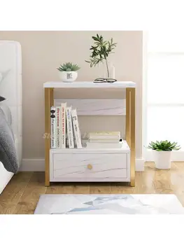 Малка странична масичка лесен луксозен стоманена рамка нощно шкафче за спалня малка шкафче, прост, модерен шкаф за съхранение на обикновен багажник