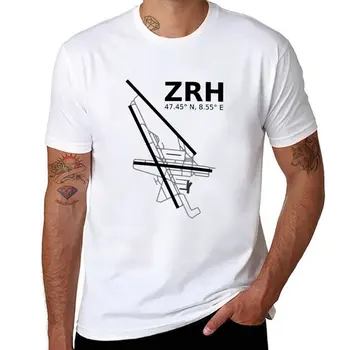Нова тениска на летище Цюрих, забавни тениски, къси бързосъхнеща риза, реколта дрехи, тениски голям размер за мъже