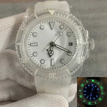 Прозрачни Ръчен часовник Автоматични механични часовници Флуоресцентни ръчни часовници 40 мм Акрил кутия за часовници с механизъм Dandong 2813