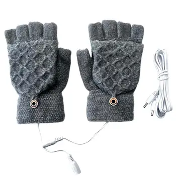Ръкавици с електрически отопляеми от USB, 2-трета страна, отопление, Трансформируемая Ръкавица без пръсти, плетени калъф за Ръкавици, Ветроупорен за Колоездене, ски, конна езда