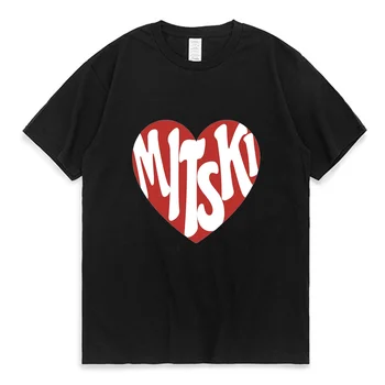 Тениска Mitski с принтом на Сърцето, мъжки унисекс, Хип-хоп Пара, модна Тениска, Дамска лятна памучен удобна Тениска с къс ръкав, тениска